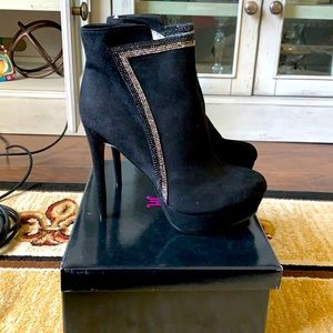 JustFab- Black, Suede Heel Boots
